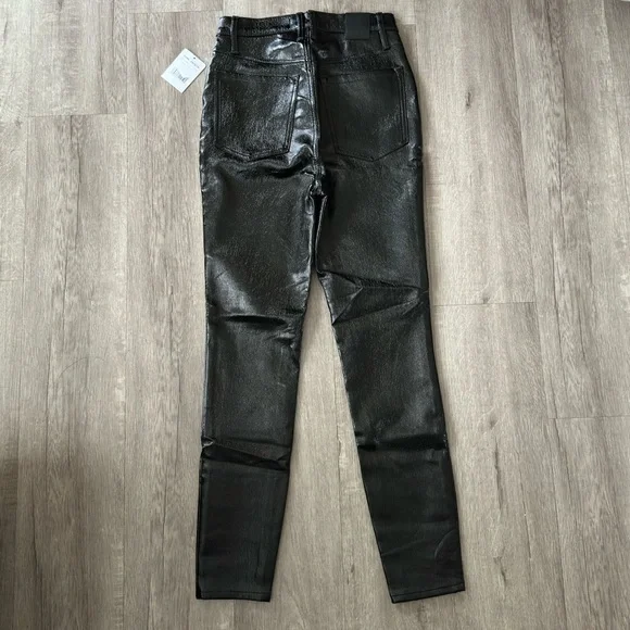 NWT Free People We The Free Phoenix Coated Jeans Black Shiny Patent Size 26 - Picture 12 of 12